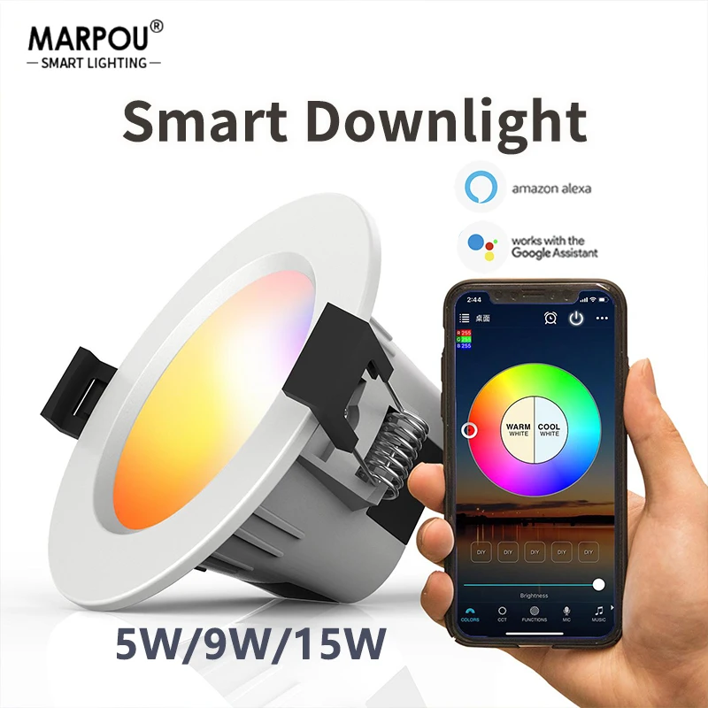 Купи MARPOU RGB Smart Downlight Bluetooth Mesh APP/Voice Control with Alexa Google LED Indoor Lights Ceiling Lamp for Home Decoration за 798 рублей в магазине AliExpress