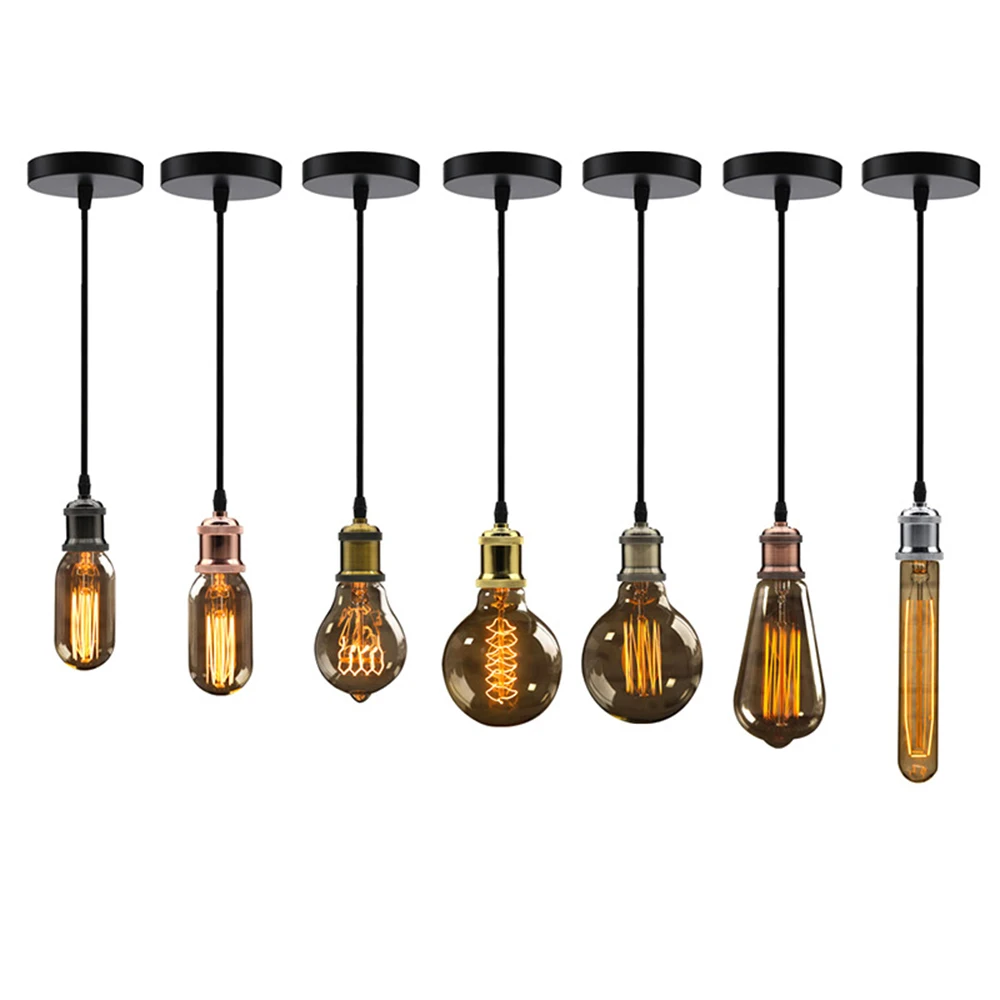 

E27 Base Retro Pendant Light 220V LED Lights Aluminum Shell Screw Bulb for Home Living Room Bedroom Kitchen Office Hanging Lamps