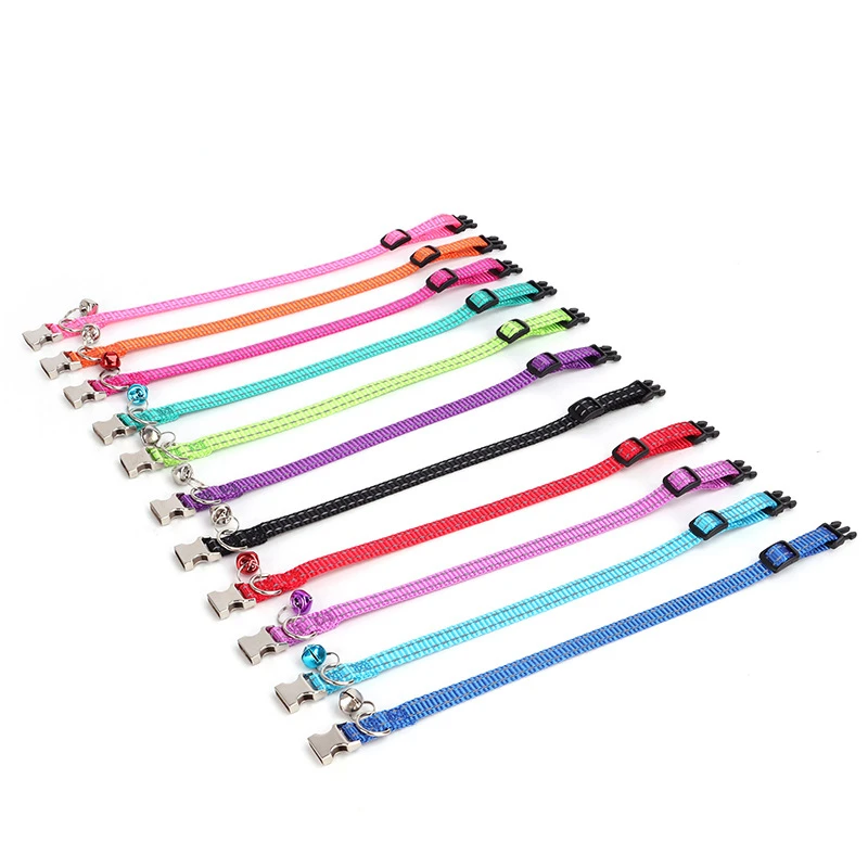 

Multi-color Nylon Adjustable Cat Collar Small Large Dog Universal Quick Separation Small Necklace Leash Bell PetGatos Accesorios