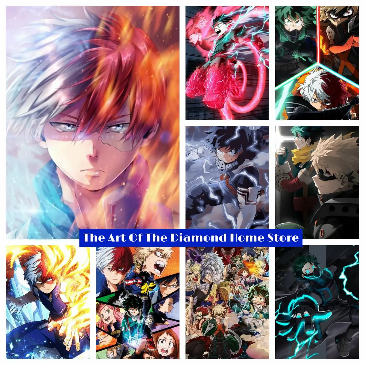 

Anime My Hero Academia Fight Scene AB Diamond Painting Rhineston Katsuki Izuku Picture Mosaic Cross Stitch Handwork Room Decor