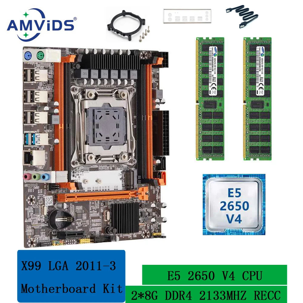 Материнская плата X99 с процессором E5 2650 V4 16 Гб (2*8 ГБ) DDR4 2133 МГц