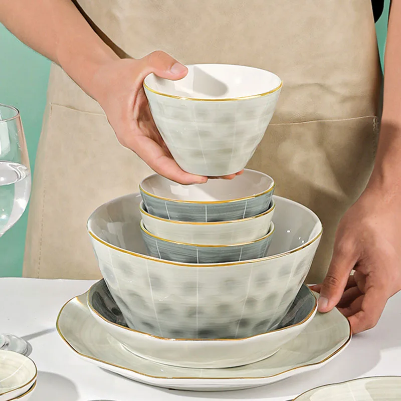 

Complete Full Tableware Plates Set Porcelain Dining Set Luxury Table Plates Original Dishes Vaisselle Cuisine Household Products