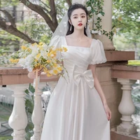 new 2022 summer women sexy retro wedding evening dresses bow celebrity club runway party solid white elegant formal chic dress