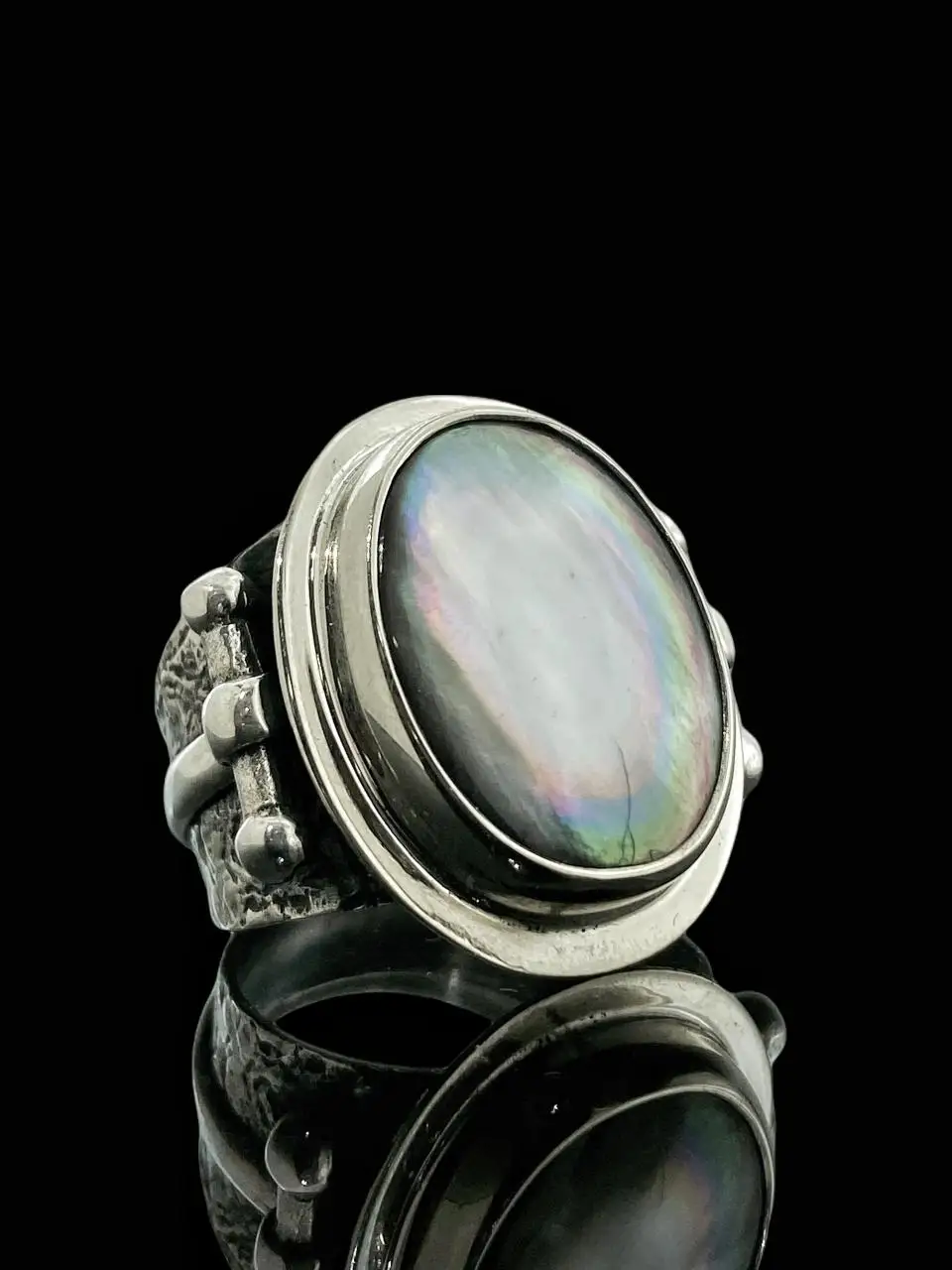 

Natural Black Pearl Stone Hand Production 925 Silver Men 'S Ring