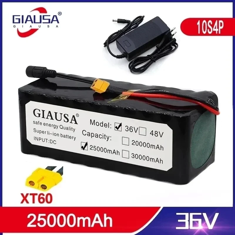 

Аккумулятор GIAUSA для электровелосипеда, 36 в 25 Ач, встроенный 20 А BMS 36 В 10S4P, литиевый аккумулятор с зарядкой 42 в 2 А, батарея для электровелосипеда с XT60