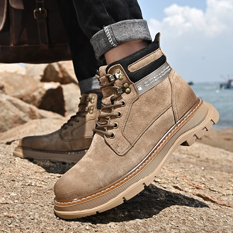 

Men Boots 2022 New Comfy Durable Mens Fashion Outdoor Hiking Shoes Leather Men's Casual Ankle Boots Men Martin Boots Hot Sale