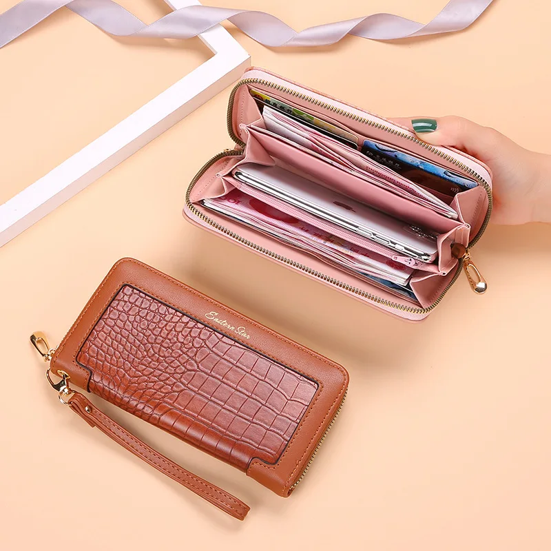 

Модный женский кошелек на молнии, длинные кошельки, сумка-кошелек для монет, держатель для карт, многофункциональный кошелек двойного сложе...