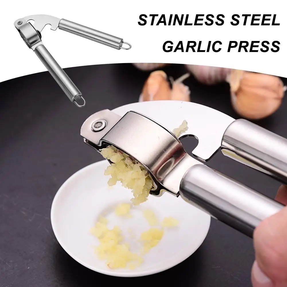 

Garlic Press Crusher Manual Kitchen Stainless Steel Tools Press Grinding Accessories Manual Squeezer Kitchen Smasher Garlic B1O6