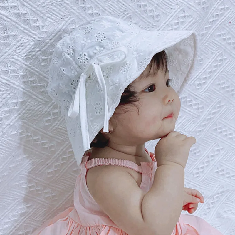 

2022 New Spring Summer Outdoor Baby Girls Hat Lace Bowknot fisherman hat Baby Sun Hat Kids Sun Caps Toddler Sunscreen Cap