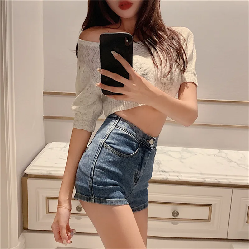 Women Y2k Fashion Casual Bandage High Waist Slim Denim Shorts High Waist Harajuku E Girl Summer Mini Jean Short Streetwear 2023