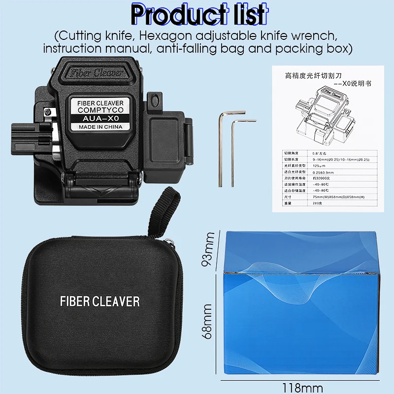 Fiber Cleaver Cutter With Waste Fiber Box Fiber Fusion Splicer Hot Melt Cutter Cold Splicing Tool Cutter AUA-X0