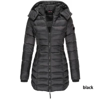 ladies parkas female mid length solid slim fit coat thick down jacket womens winter overcoat casual long sleeve warm black red