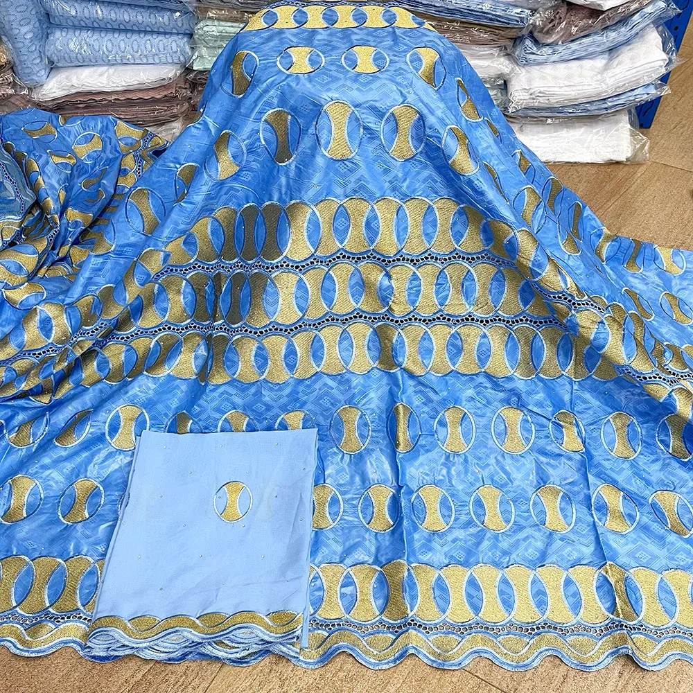 

African Bazin Riche Lace Fabric African Lace Fabric 2022 Latest Bazin Brode 5+2 yards Swiss Lace Fabric For Dress