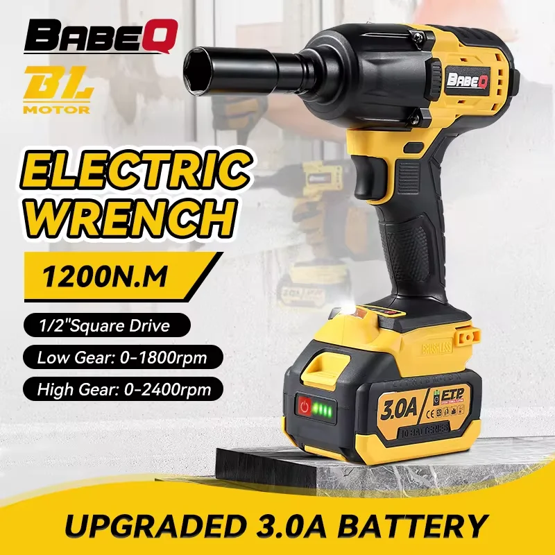 BABEQ 1200N.M Бесщеточный электрический ударный гайковерт с головкой 22 мм
