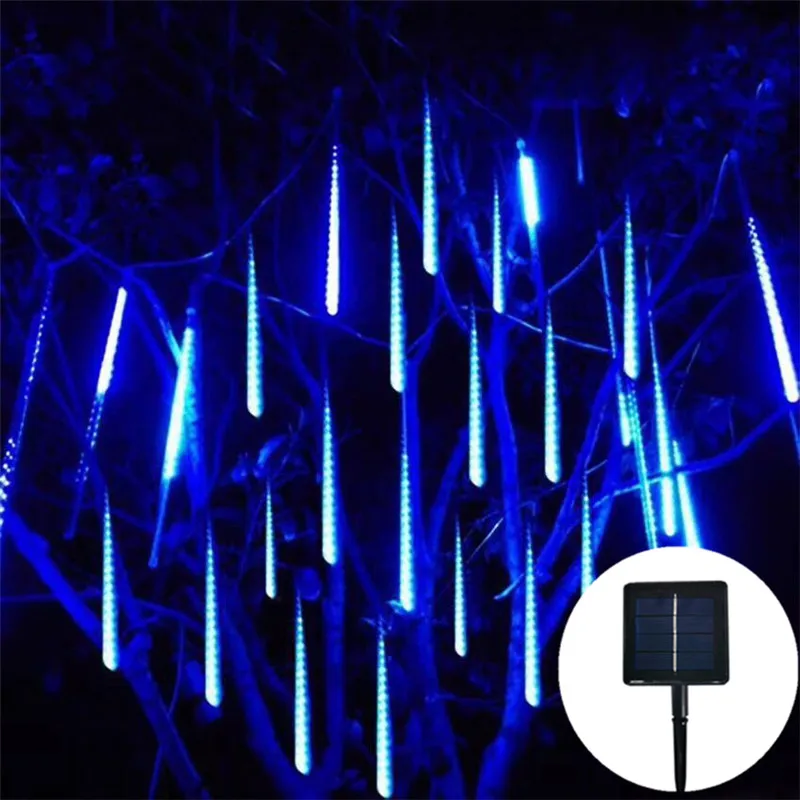 

8 Tubes Meteor Shower Solar Led String Lights Street Garlands Christmas Tree Decorations for Outdoor Wedding Garden Fairy Lights