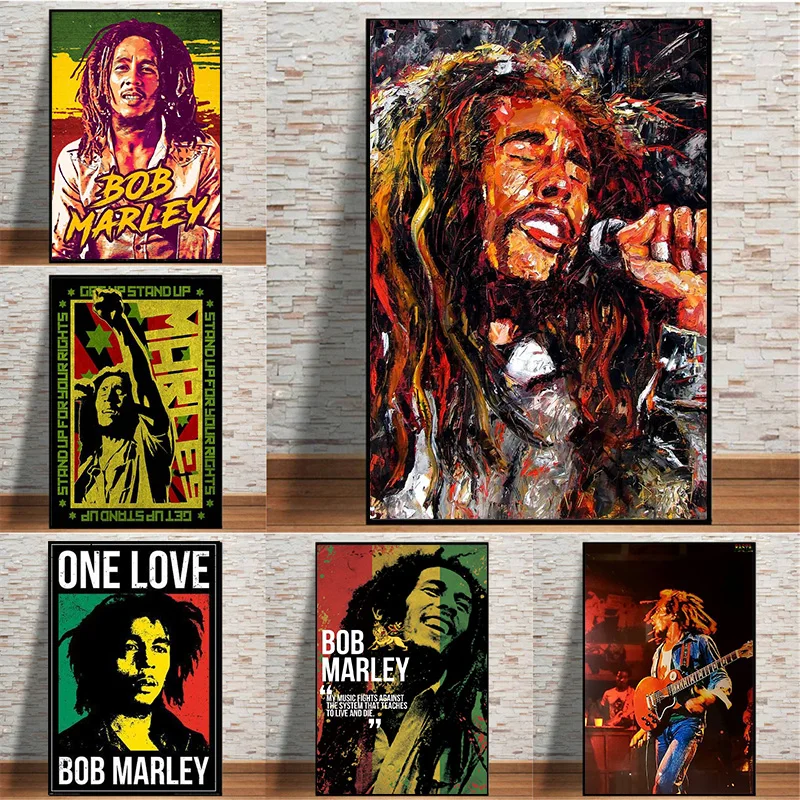 

Bob Marley Reggae Rock Canvas Poster Print Nostalgic Portrait Singer Canvas Painting Wall Art Picture Bar Pub Bedroom Home Decor