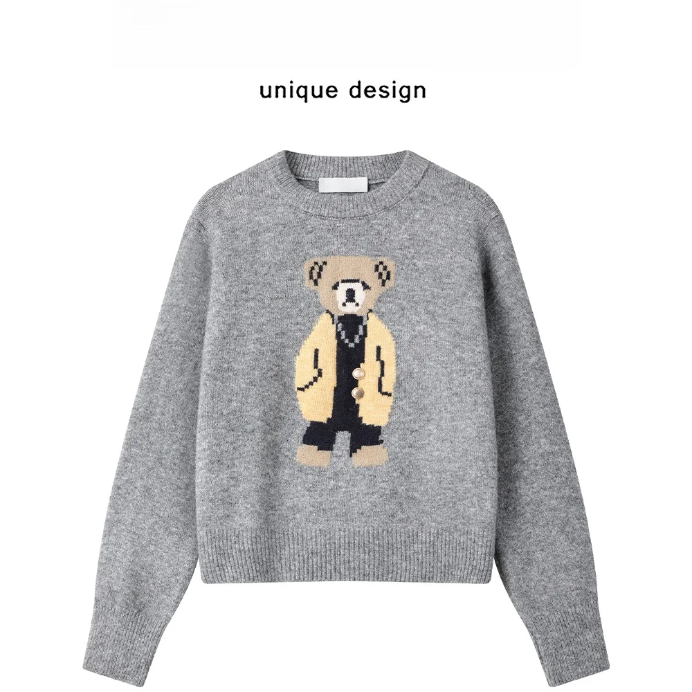 Xinmonlee Korean Sle Retro Knit sweater Winter Idle Soft Glutinous Casual Loose All-Matching Top