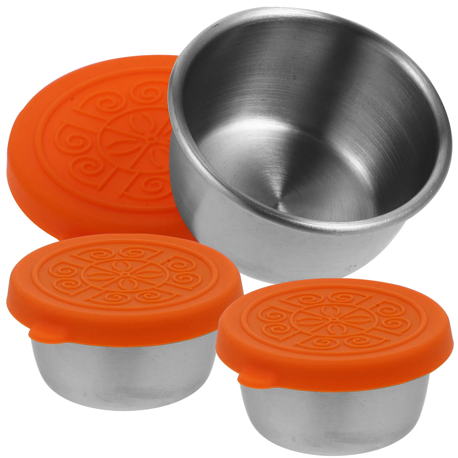 

3 Pcs Food Containers Condiment Lids Dressing Cups Stainless Steel Go Silica Gel Small Sauce Travel