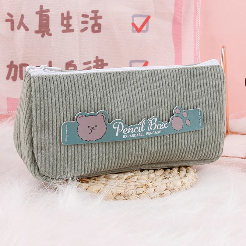 

Pencil Case Kawaii Pencil Cases For Girls Korean Stationery Estojo Escolar Large Capacity Corduroy Trousse Scolaire Pencil Pouch