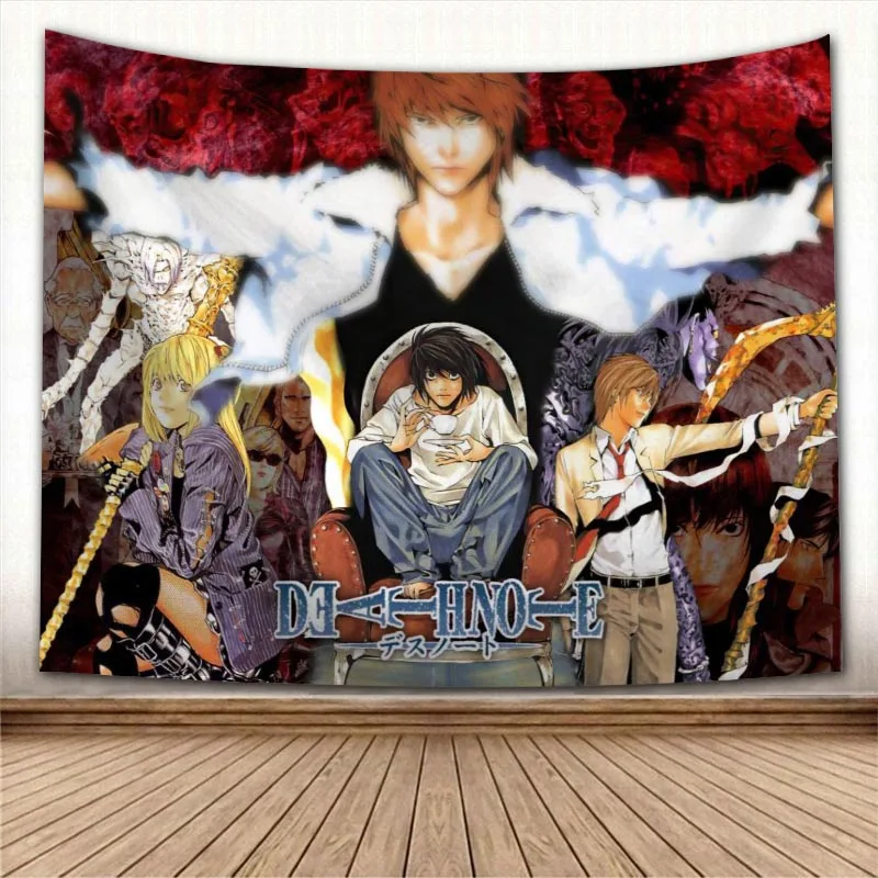 

Nice Death Note Anime Tapestry Colorful Psychedelic Decorative Carpet Wall Fabric For Living Room Bedroom Tapestries Accessories