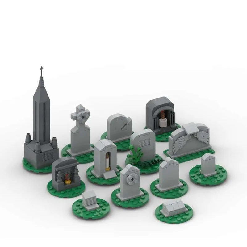 

BuildMoc Halloween Tombstones Building Blocks Set Elf Advent Cemetery Gravestone for Stone Bricks Toy Children Kid Birthday Gift