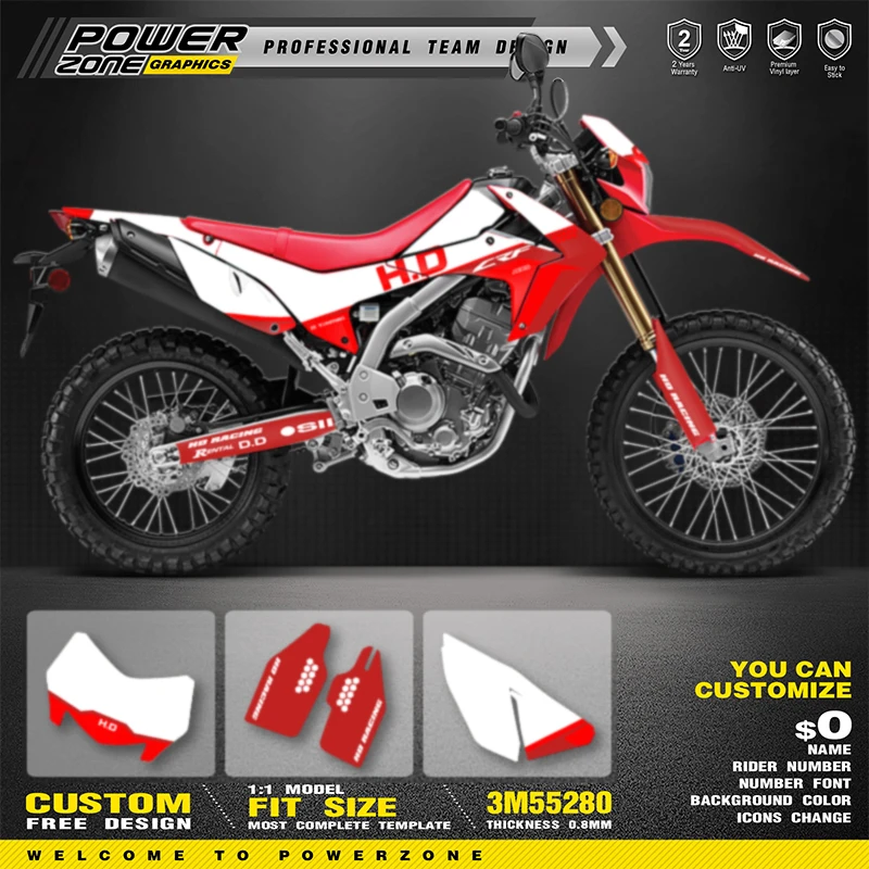 PowerZone полная графика фоновые наклейки комплект наклеек для HONDA CRF250L 2020 2019 2018 2017 2016