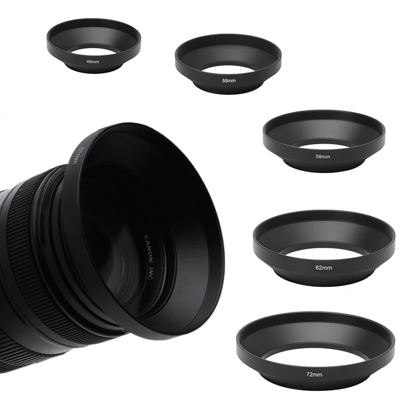 

39 40.5 43 46 49 52 55 58 62 72mm Camera Metal Lens Hood Wide Screw Mount