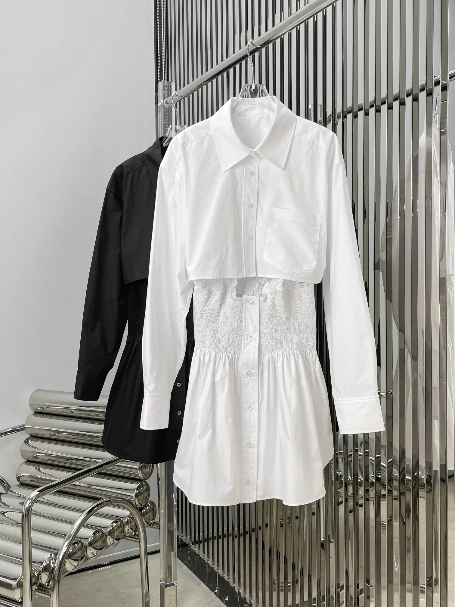 

Модель 2023 года, платье-рубашка с двумя подтяжками, тонкое и тонкое, очень яркая текстурная Талия, повседневная версия