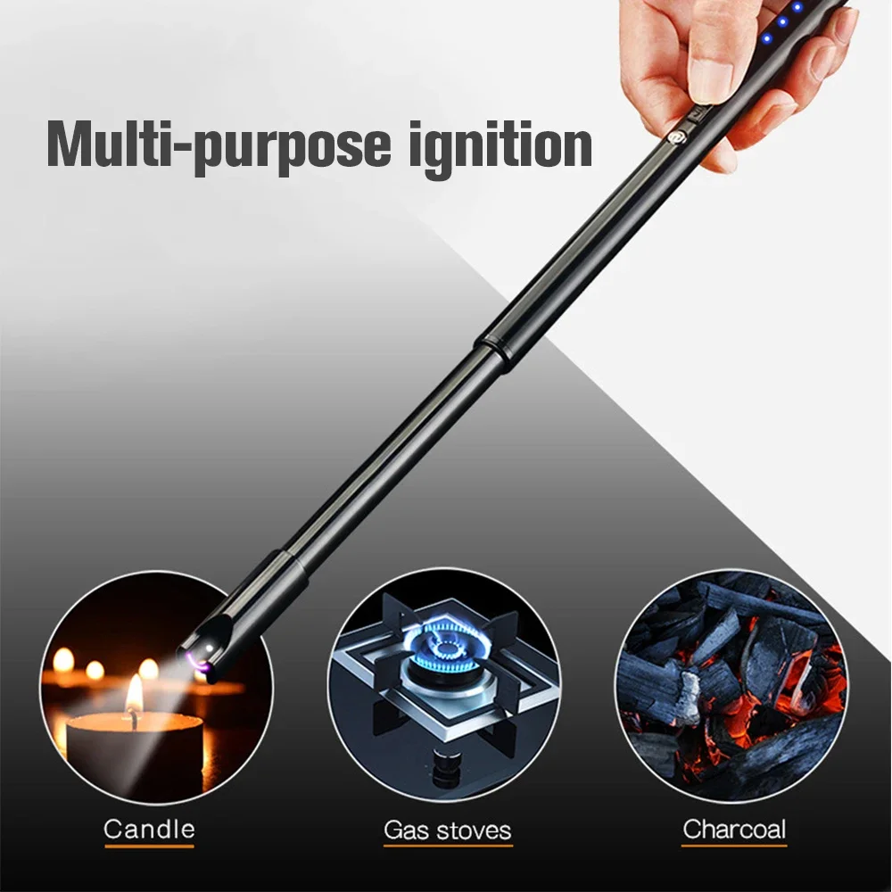 Удлиненная электрическая зажигалка ветрозащитная дуговая с USB-зарядкой