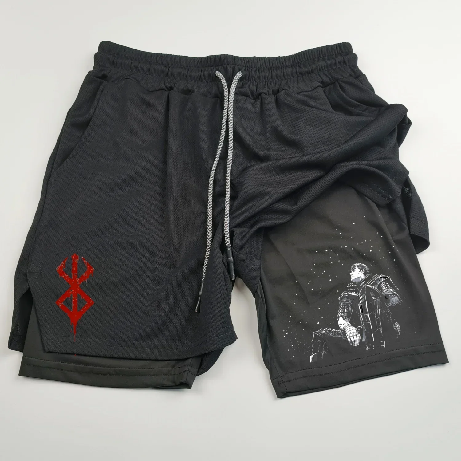 Мужские спортивные шорты 2 в 1 быстросохнущие для бега фитнеса баскетбола пляжа