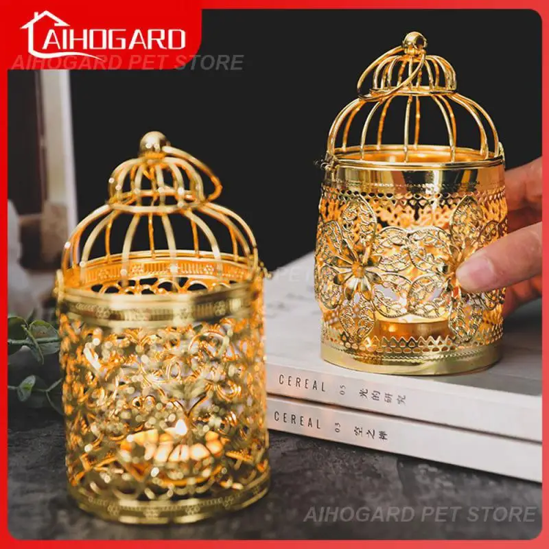 

Подсвечник в виде птичьей клетки, подсвечник с гальваническим покрытием, полые металлические поделки, настольное украшение, домашний декор для стола, домашний декор