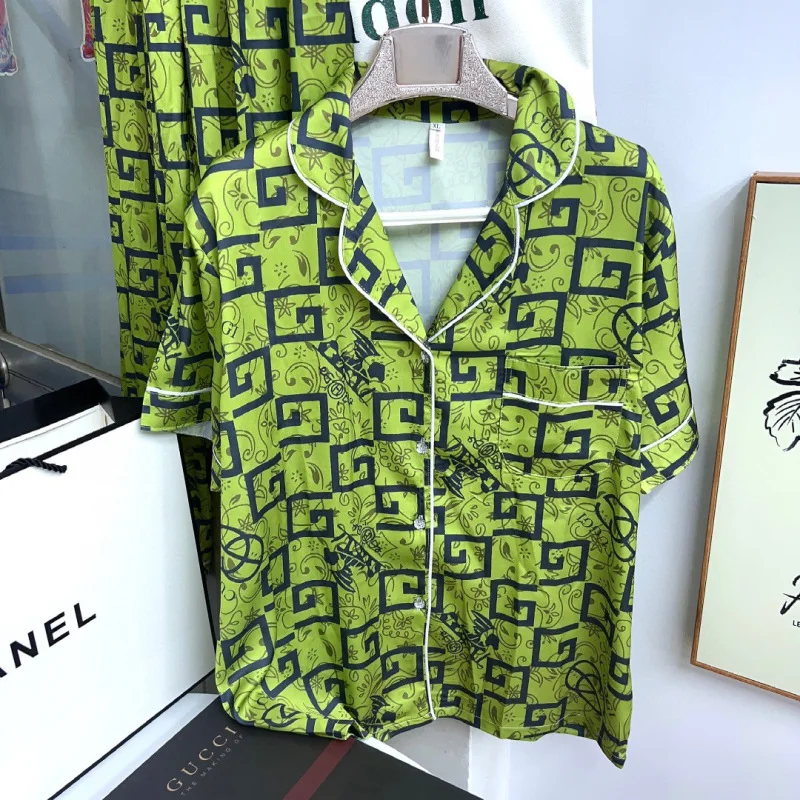 

Лед Шелковая пижама Осенняя Женская Высококачественная тонкая пятнистая Пижама, модный Индивидуальный домашний костюм для женщин, Роскошный дизайнерский