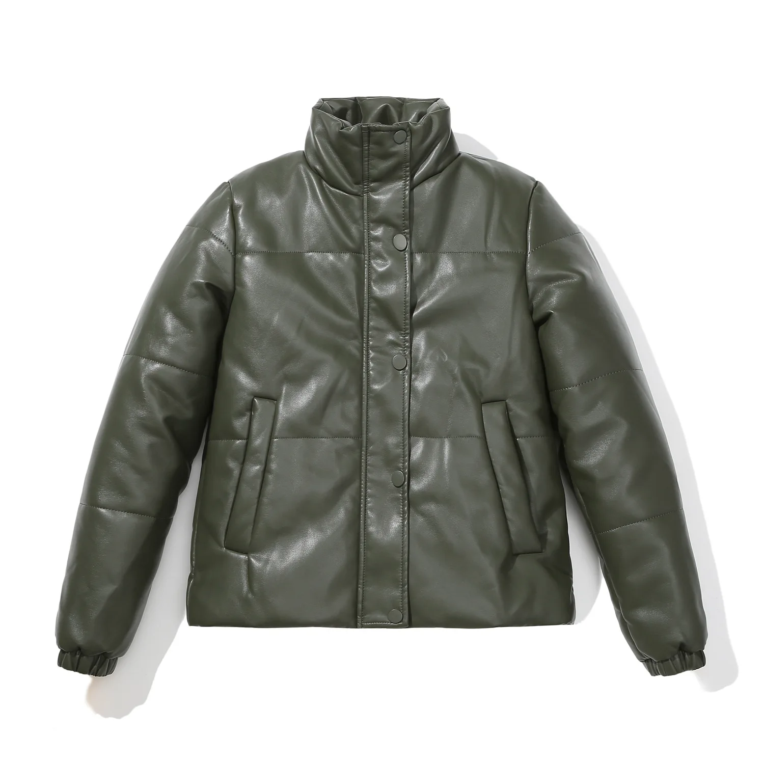 2022 Women's New Fashion Casual Autumn and Winter Short Leather Coat Women's Coat Thickened Cotton Coat Bread Coat