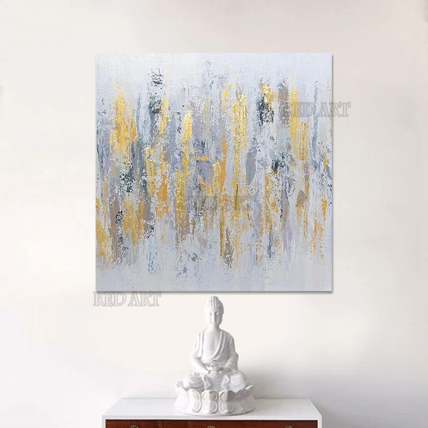 

Настенное украшение для спальни, рождественский подарок, Золотая абстрактная Скандинавская искусственная роспись вручную, холст для отеля