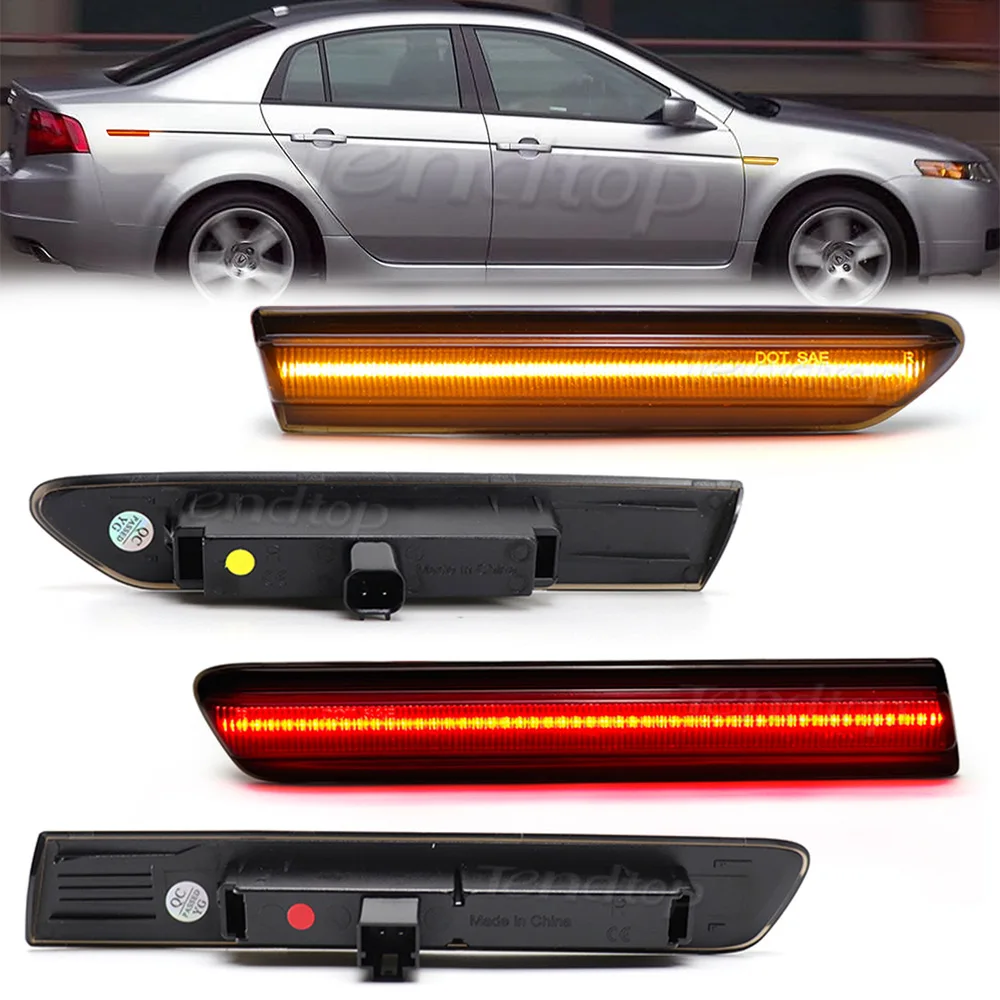 LED Side Marker Lights Turn Signal Amber Red For 2004 2005 2006 2007 2008 Acura TL Front Rear Bumper Sidemarker Lamps Reflectors