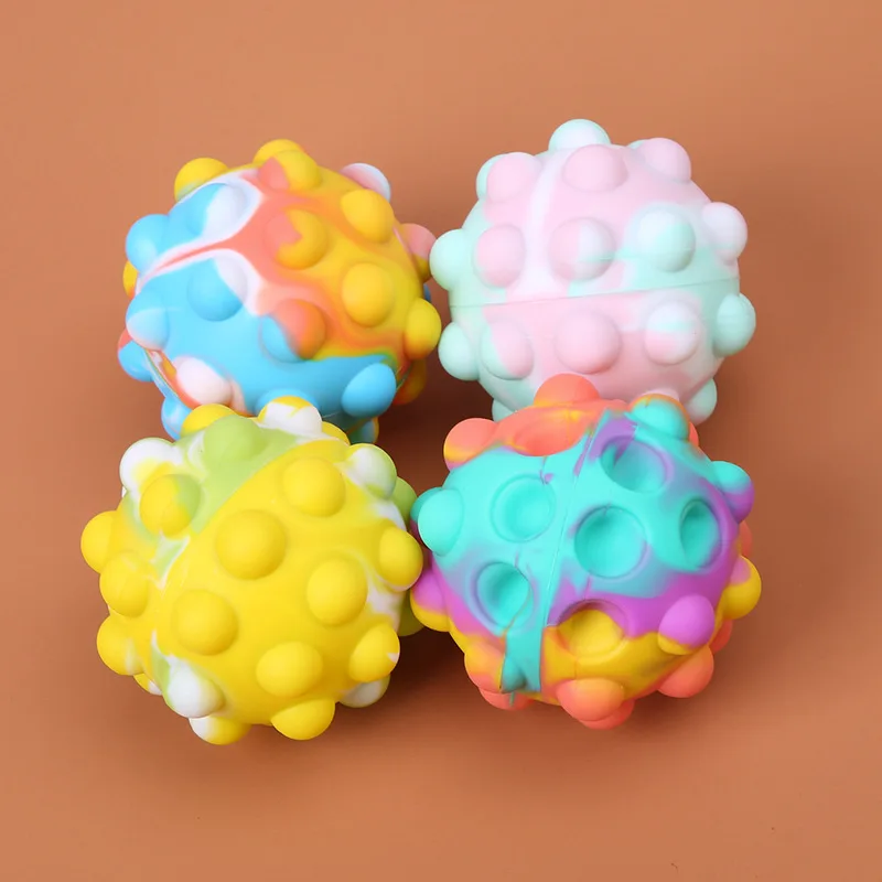 

New 3D Bubble Ball Fidget Toy Push Popper Color Silicone Spotify Premium Anti Stress Baby Toys for Adult Kids Christmas Gift