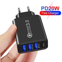 3usb phone charger type c quickly charging adapter pd20w qc fast charger mobile phone 5v volt power supply usb port