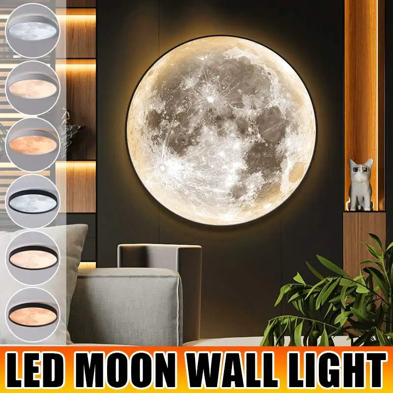 Современная светодиодная настенная лампа в виде Луны внутреннее освещение для