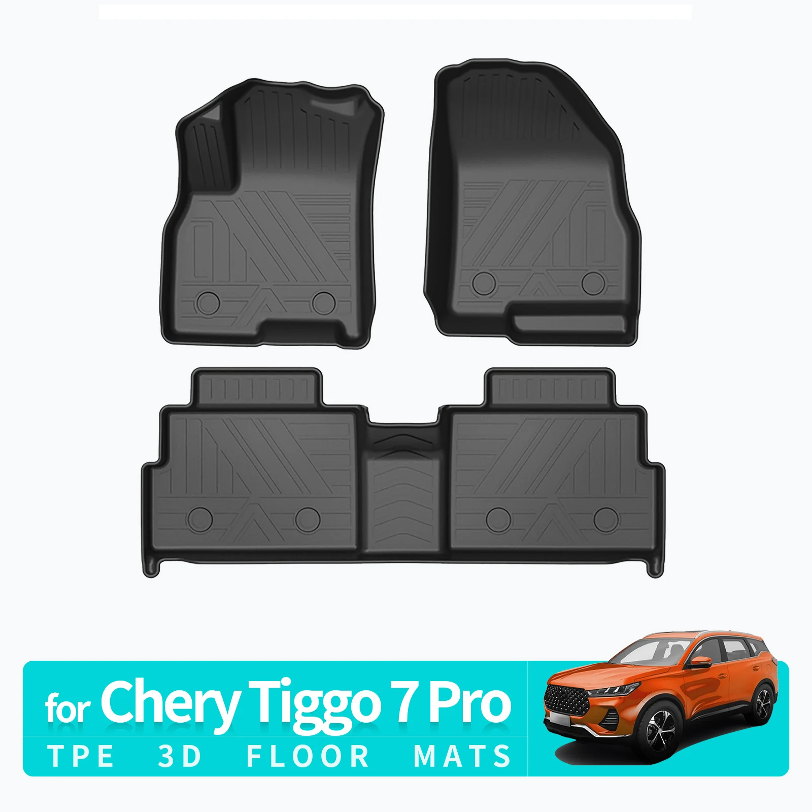 

for Chery Tiggo 7 Pro Car Floor Mats TPE 3D All-Weather Foot Mat Odorless Tray Interior Accessories
