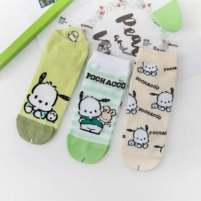 

Kawaii Sanrios Child Cute Cartoon Pochacco Socks Girl Spring and Autumn Thin Section Crew Socks The New Student Girl Socks