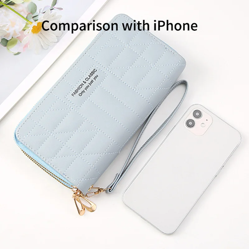 

Women Long Wallet PU Leather Luxury Clutch Double Zipper Phone Purses Wristband Tassel Coin Purse Card Holder Wallets Phone Bag