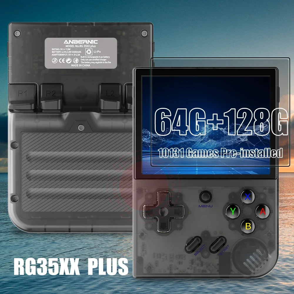

ANBERNIC RG35XX PLUS Retro Handheld Game Player Built-in 64G TF 5000Classic Games Support-HDMI TV Portable For Kids Game Console