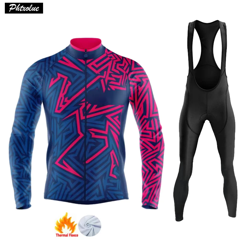 Мужская Зимняя Теплая Флисовая одежда для велоспорта комплект велосипедной