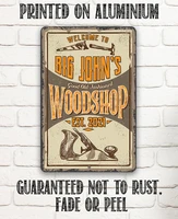 personalized wood shop metal sign durable metal sign 8 x 12 or 12 x 18 use indooroutdoor for carpenter woodworker and c