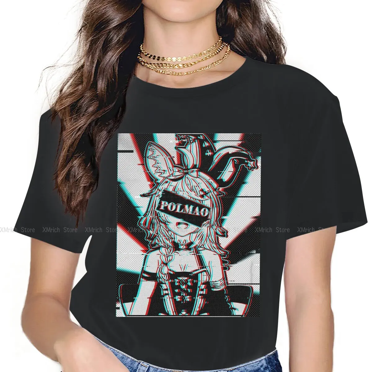 

Omaru Polka Female Shirts Hololive VTuber Oversized Vintage Women Clothes Harajuku Casual Feminine Blusas
