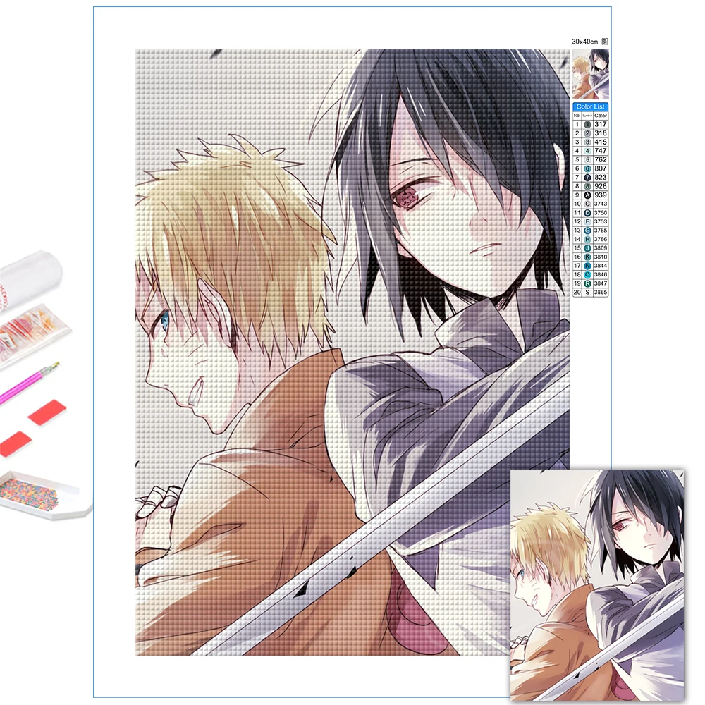 

Uzumaki Naruto 5D DIY Diamond Painting Anime Home Decor Cross Stitch Uchiha Sasuke Full Round Drill Embroidery Kit Handmade Gift