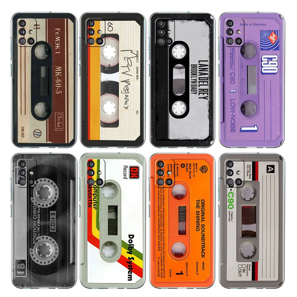 

Clear Case For Samsung Galaxy A52 A12 A51 A32 A21s A71 A32 A22 50 A70 A31 A72 5G Phone Cover Vintage Camera Cassette