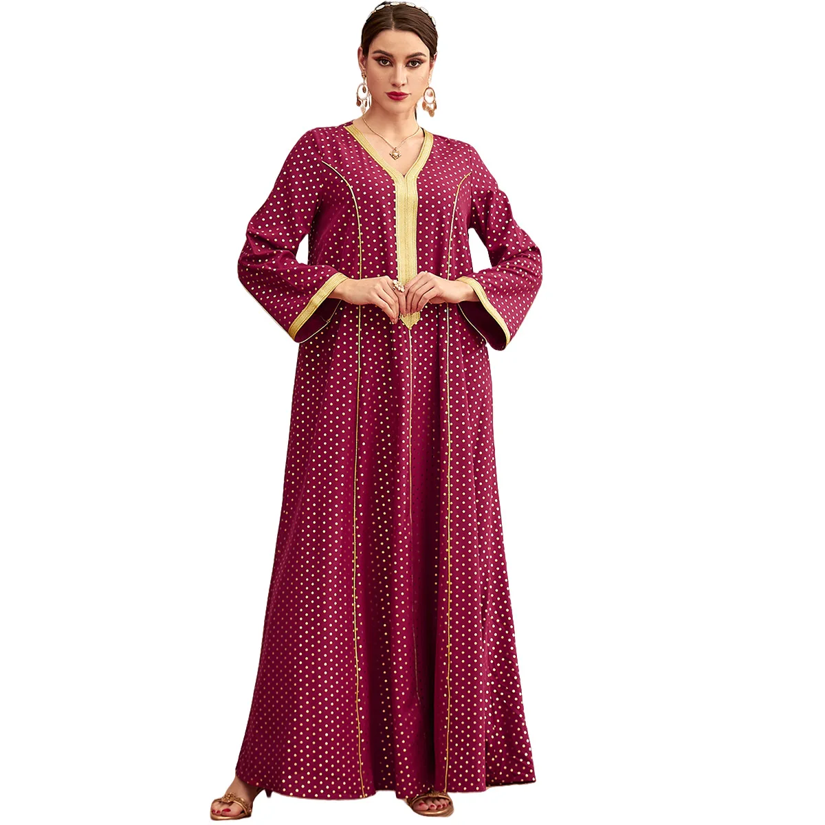 Женское вечернее платье в горошек свободное арабском и мусульманском стиле