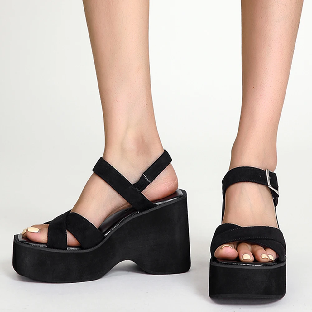 Женские босоножки на танкетке Летние Босоножки с открытым носком и ремешком