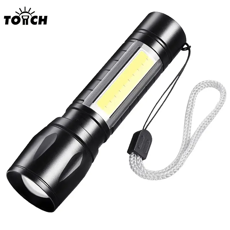 

HMTX USB Rechargeable Mini Flashlight LED Pocket Penlight Zoomable Small Torch Lights Gift Box Pack